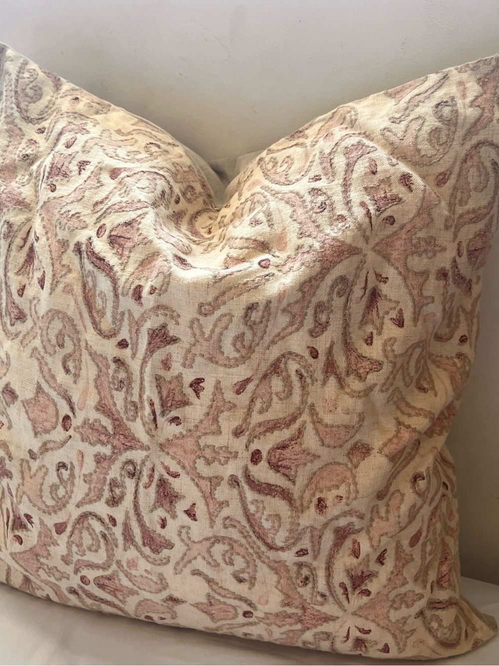 Pottery Barn Neutral Linen-Blend Throw Pillow in Natural